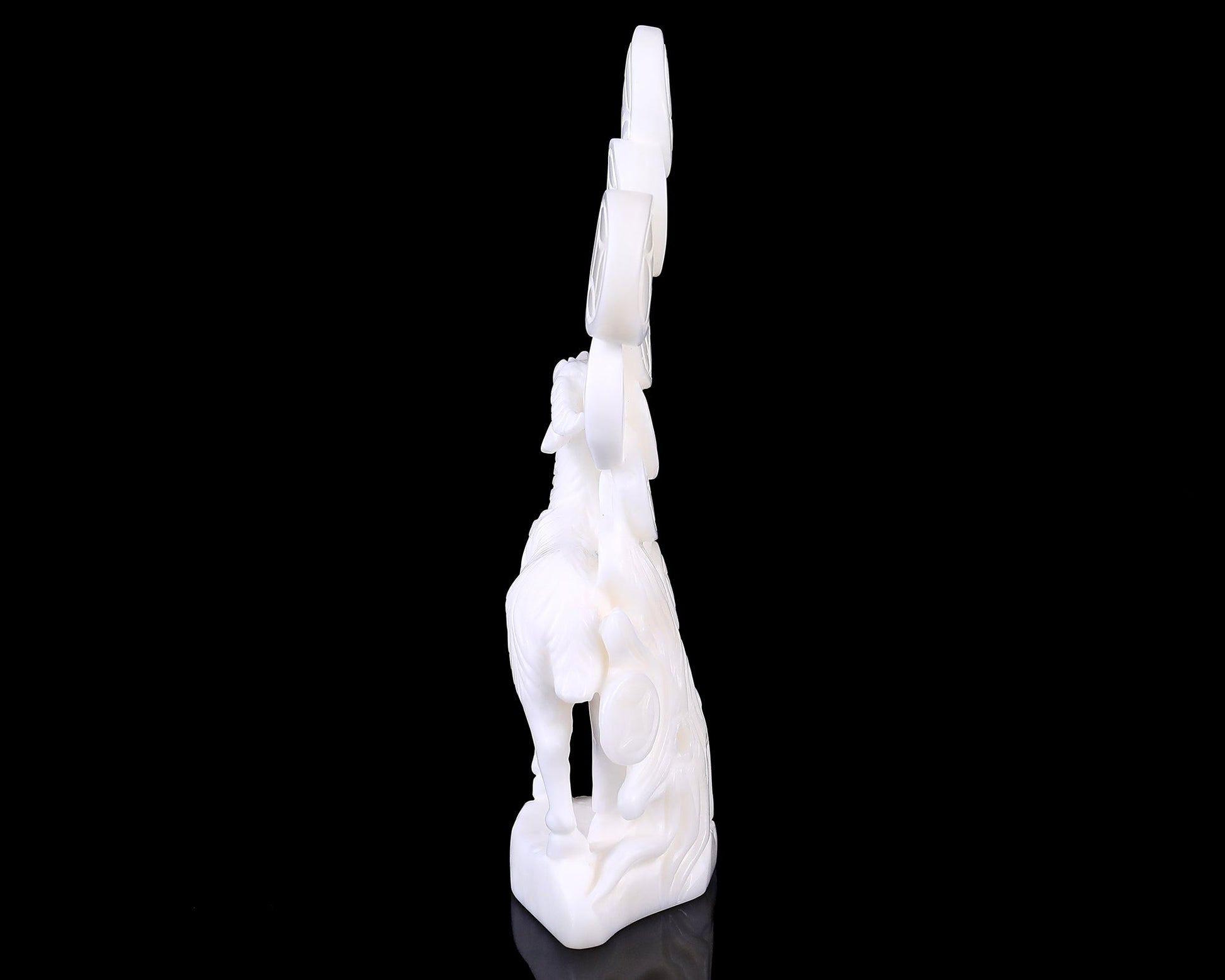 Nicedony 7.2" White Jade Hand Carved Sheep with Coin Sculpture - View 6