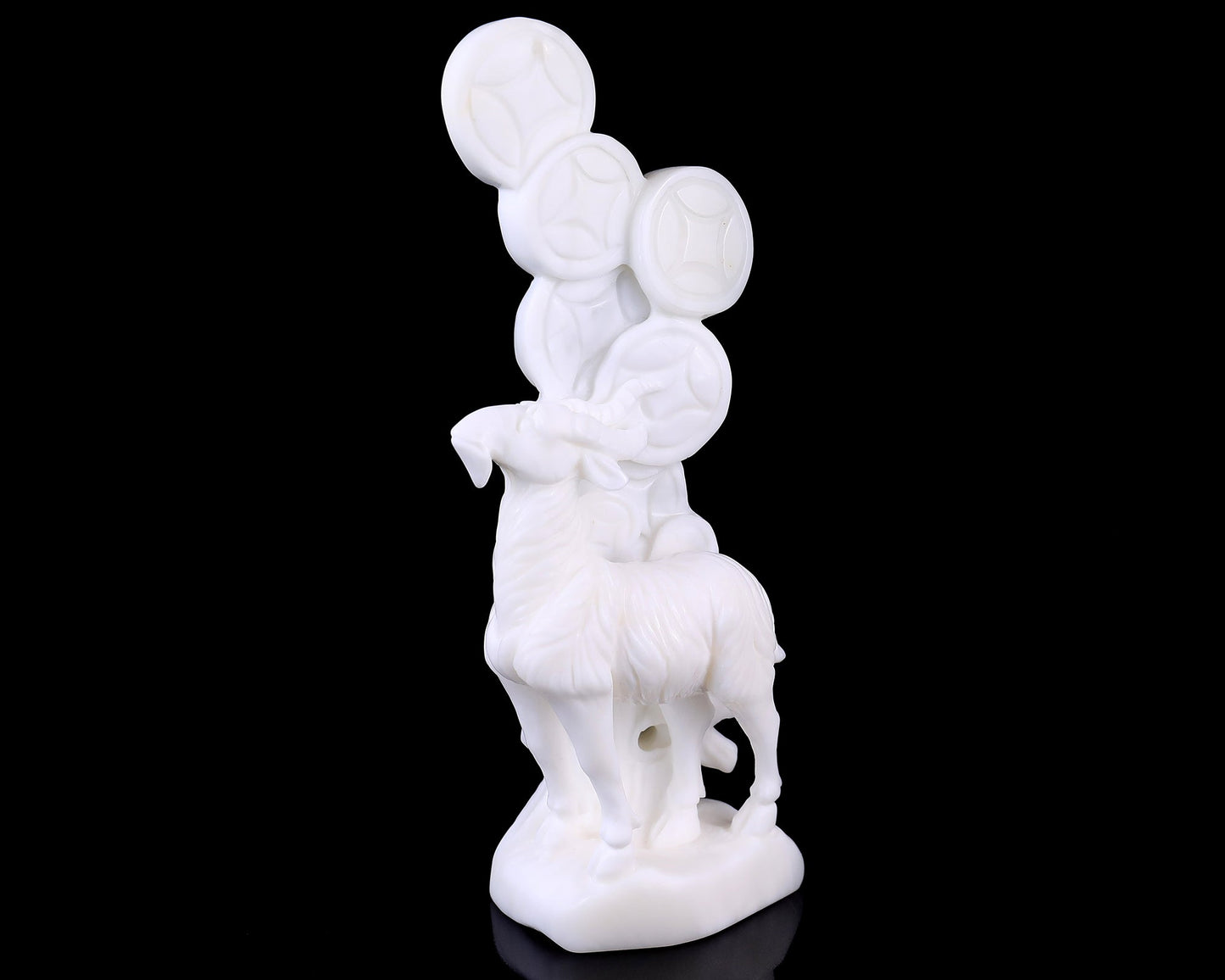 Nicedony 7.2" White Jade Hand Carved Sheep with Coin Sculpture - View 2