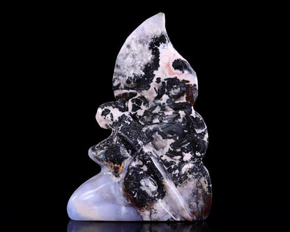 Nicedony 7.4" Blue Chalcedony Hand Carved Flower Faerie Sculpture - View 4
