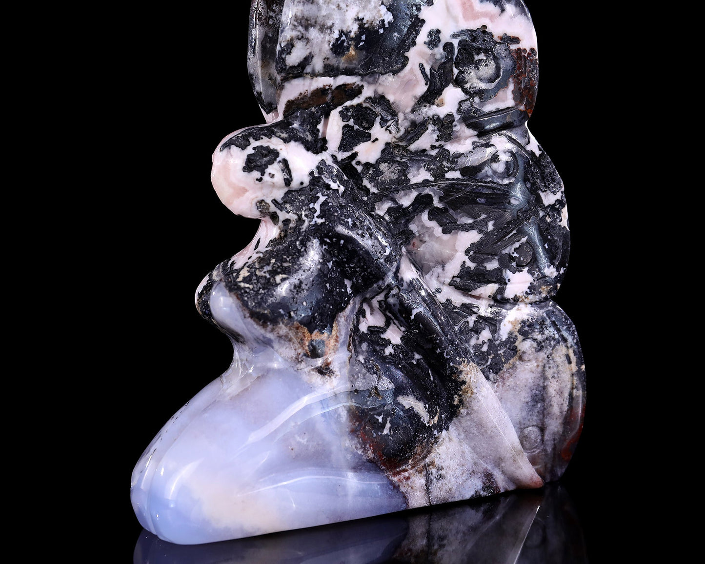 Nicedony 7.4" Blue Chalcedony Hand Carved Flower Faerie Sculpture - View 9