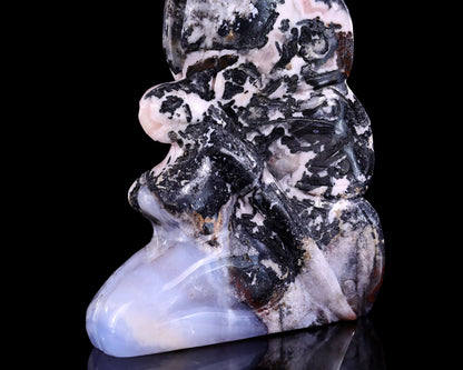 Nicedony 7.4" Blue Chalcedony Hand Carved Flower Faerie Sculpture - View 9