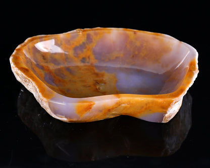 Nicedony 7.4" Chalcedony Hand Carved Crystal Ashtray Fruit Tray