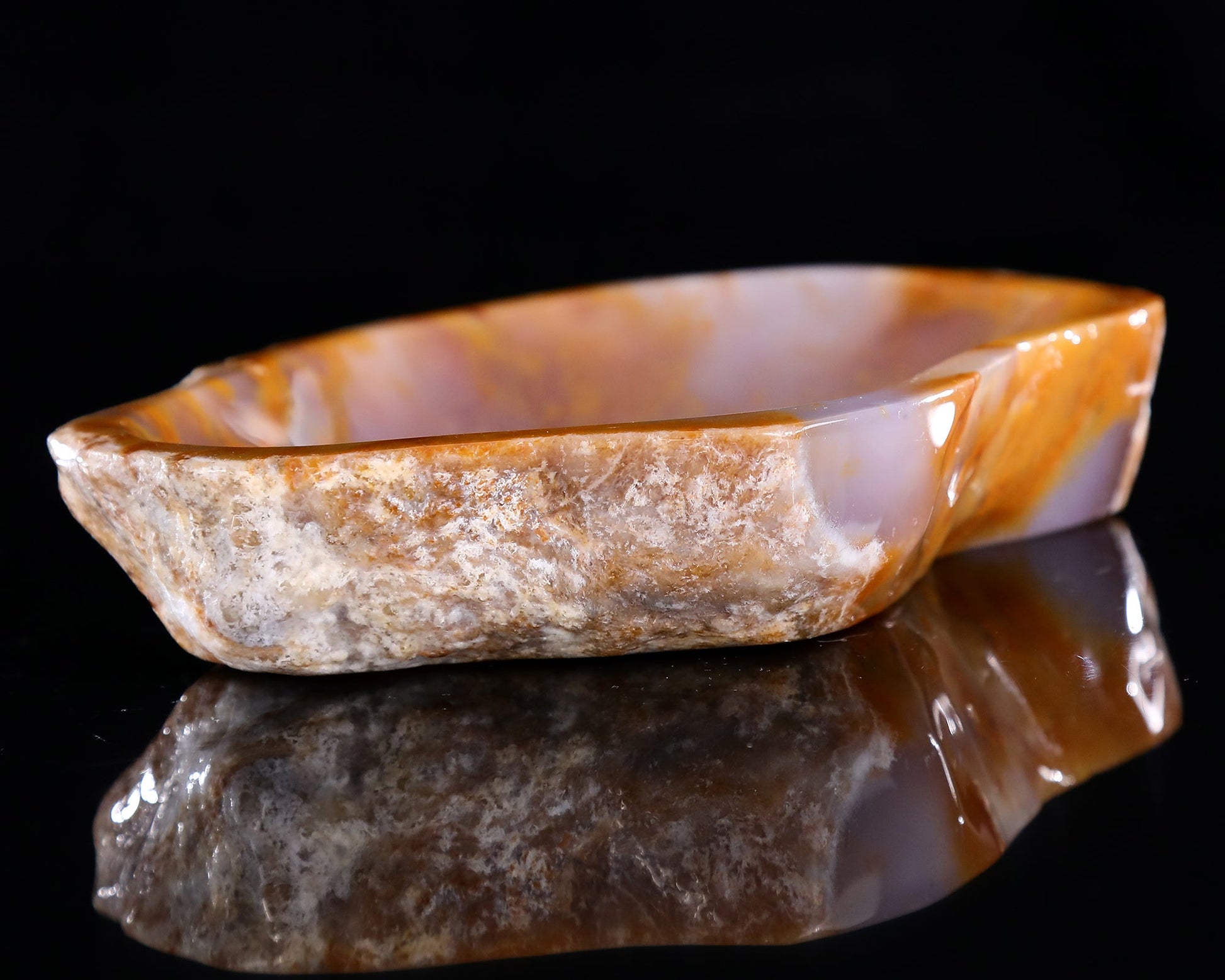 Nicedony 7.4" Chalcedony Hand Carved Crystal Ashtray Fruit Tray - View 10