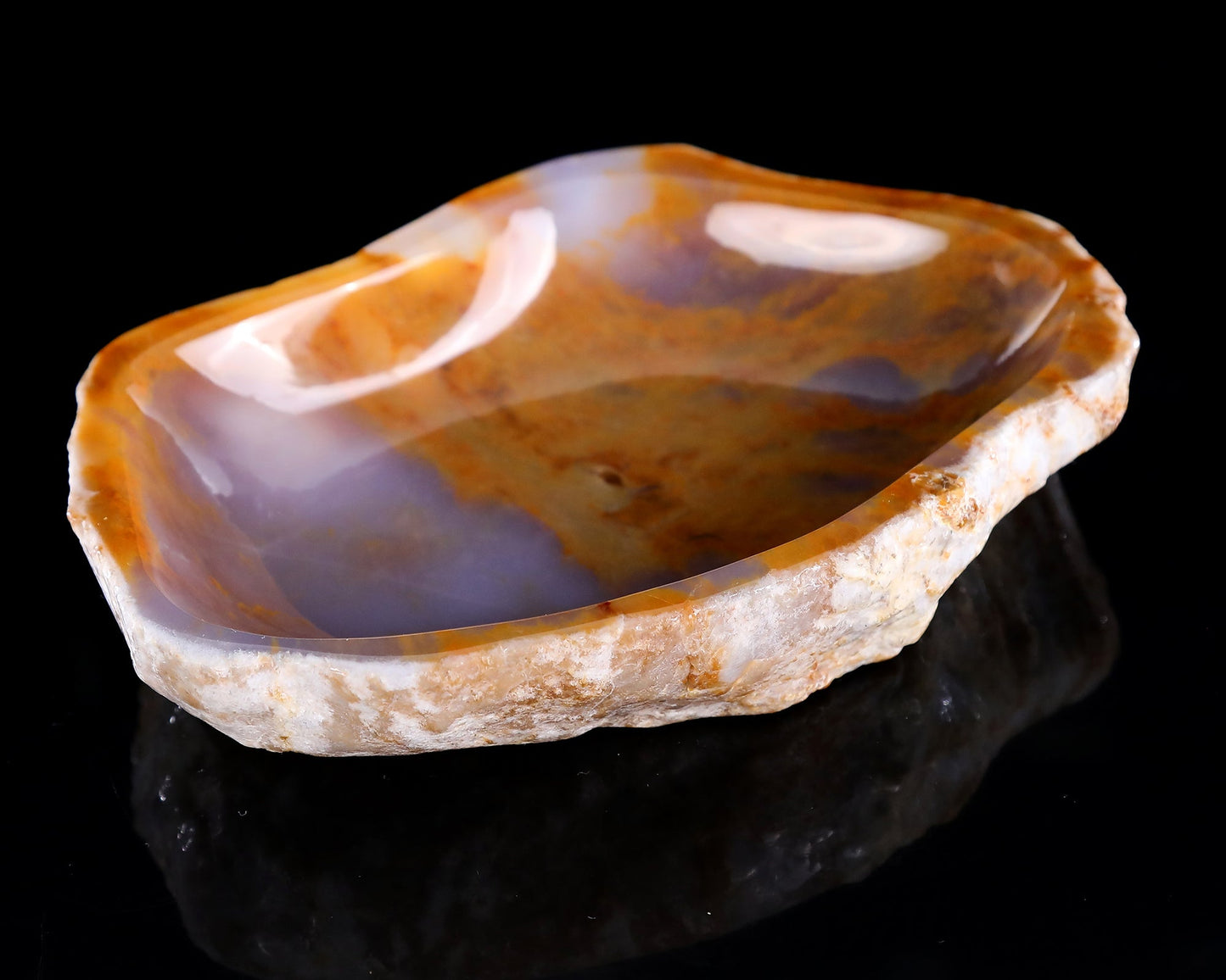 Nicedony 7.4" Chalcedony Hand Carved Crystal Ashtray Fruit Tray - View 3