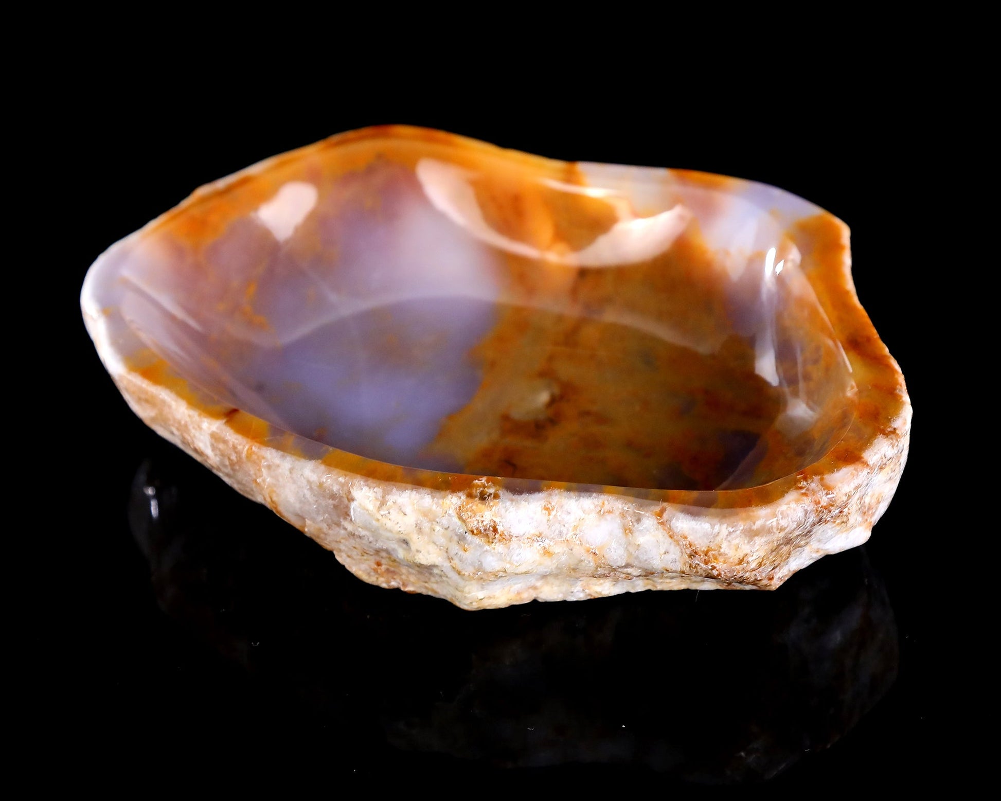 Nicedony 7.4" Chalcedony Hand Carved Crystal Ashtray Fruit Tray - View 4