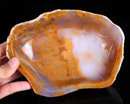 Nicedony 7.4" Chalcedony Hand Carved Crystal Ashtray Fruit Tray - View 5