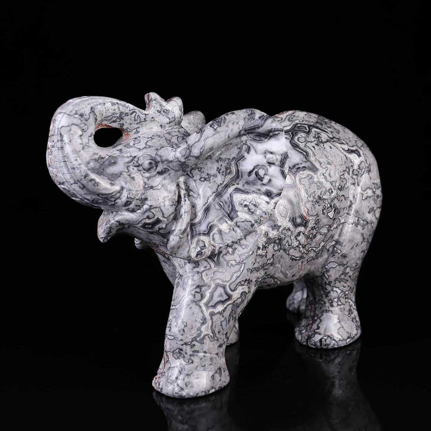 Nicedony 7.4" Map Jasper Hand Carved Crystal Elephant Sculpture - View 7