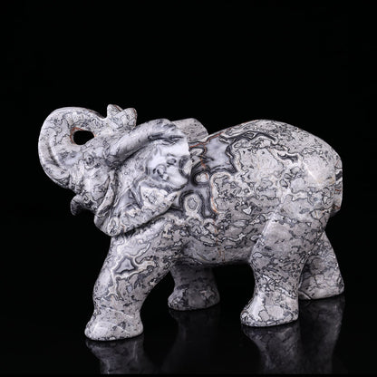 Nicedony 7.4" Map Jasper Hand Carved Crystal Elephant Sculpture - View 5