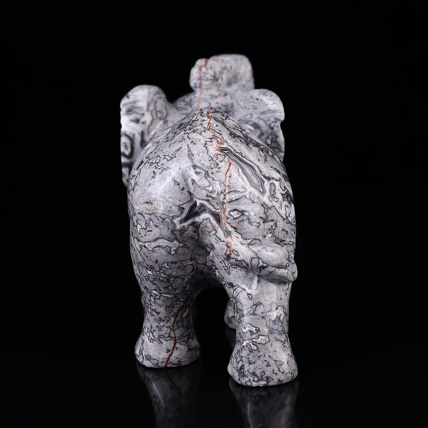 Nicedony 7.4" Map Jasper Hand Carved Crystal Elephant Sculpture - View 4