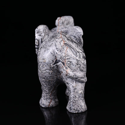 Nicedony 7.4" Map Jasper Hand Carved Crystal Elephant Sculpture - View 4