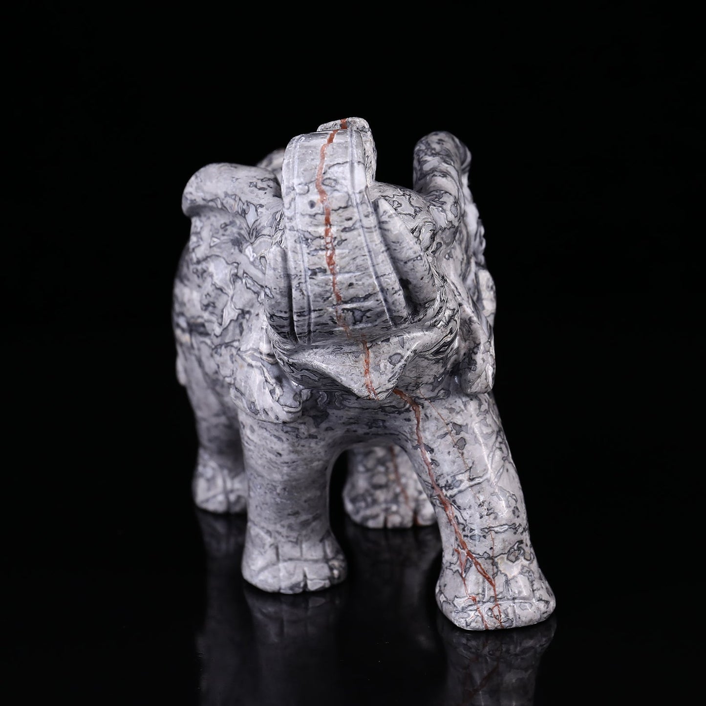 Nicedony 7.4" Map Jasper Hand Carved Crystal Elephant Sculpture - View 2
