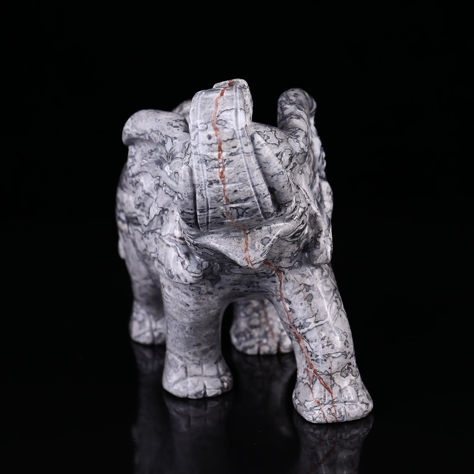 Nicedony 7.4" Map Jasper Hand Carved Crystal Elephant Sculpture - View 2