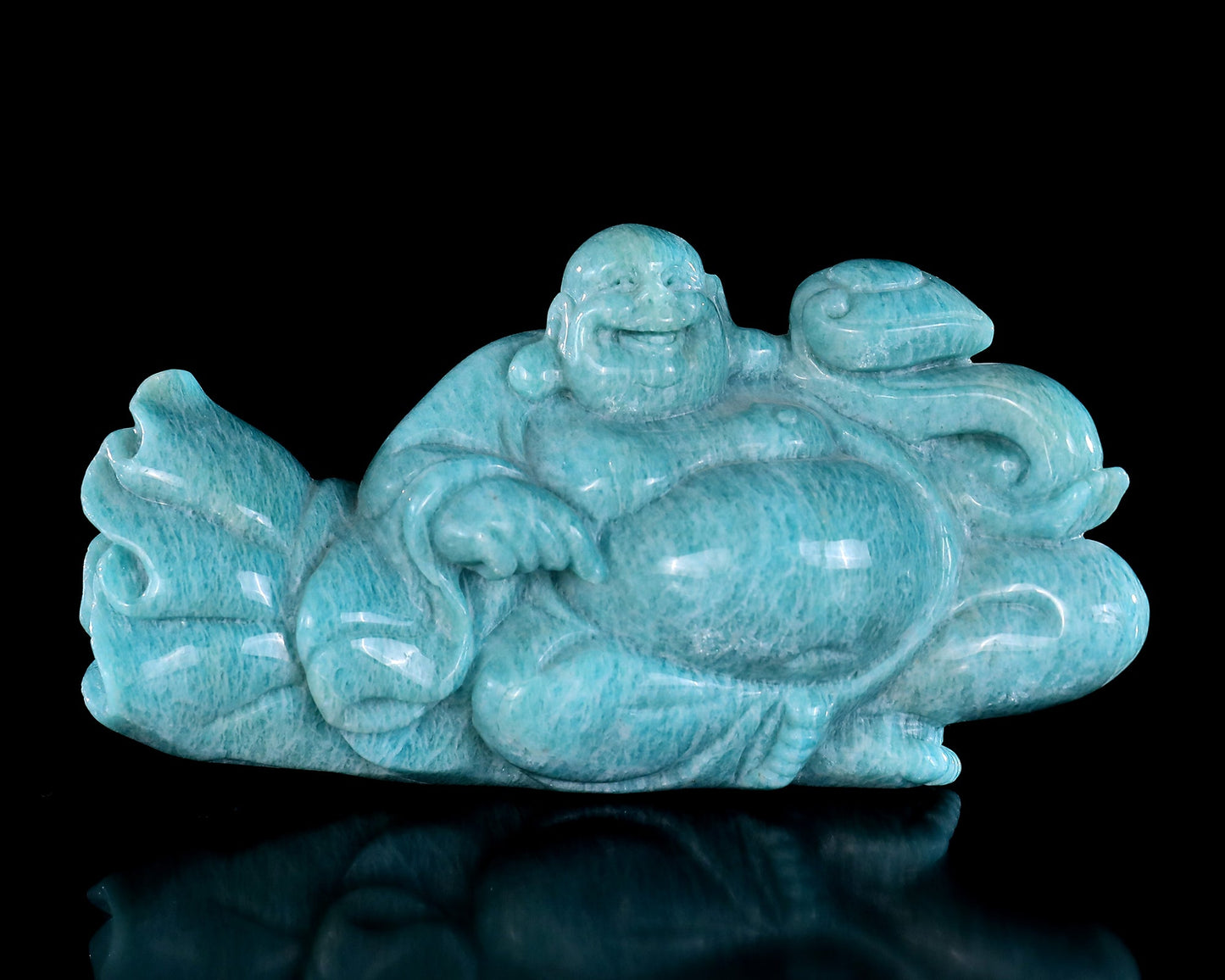 Nicedony 7.5" Amazonite Hand Carved Crystal Buddha Sculpture