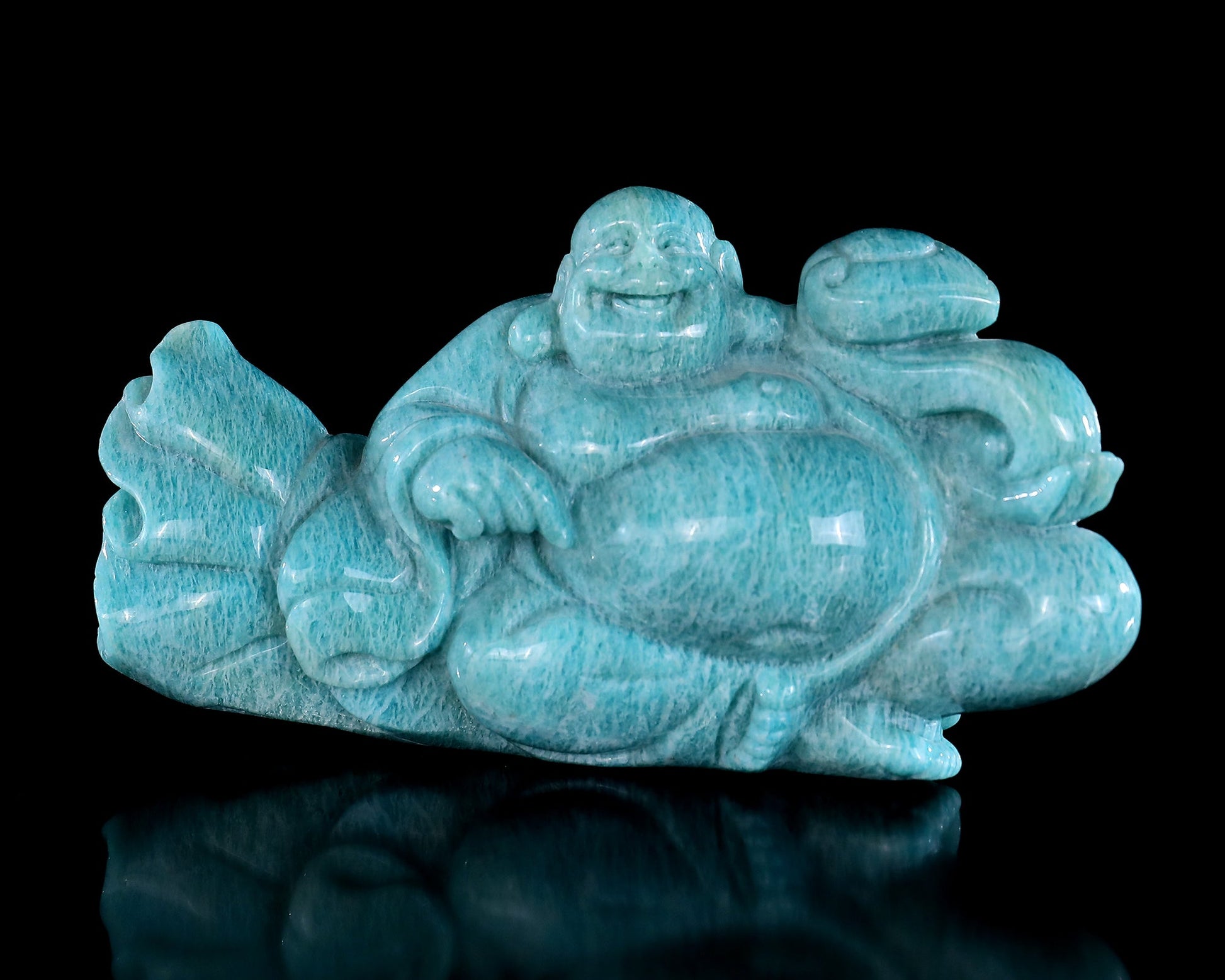 Nicedony 7.5" Amazonite Hand Carved Crystal Buddha Sculpture - View 7