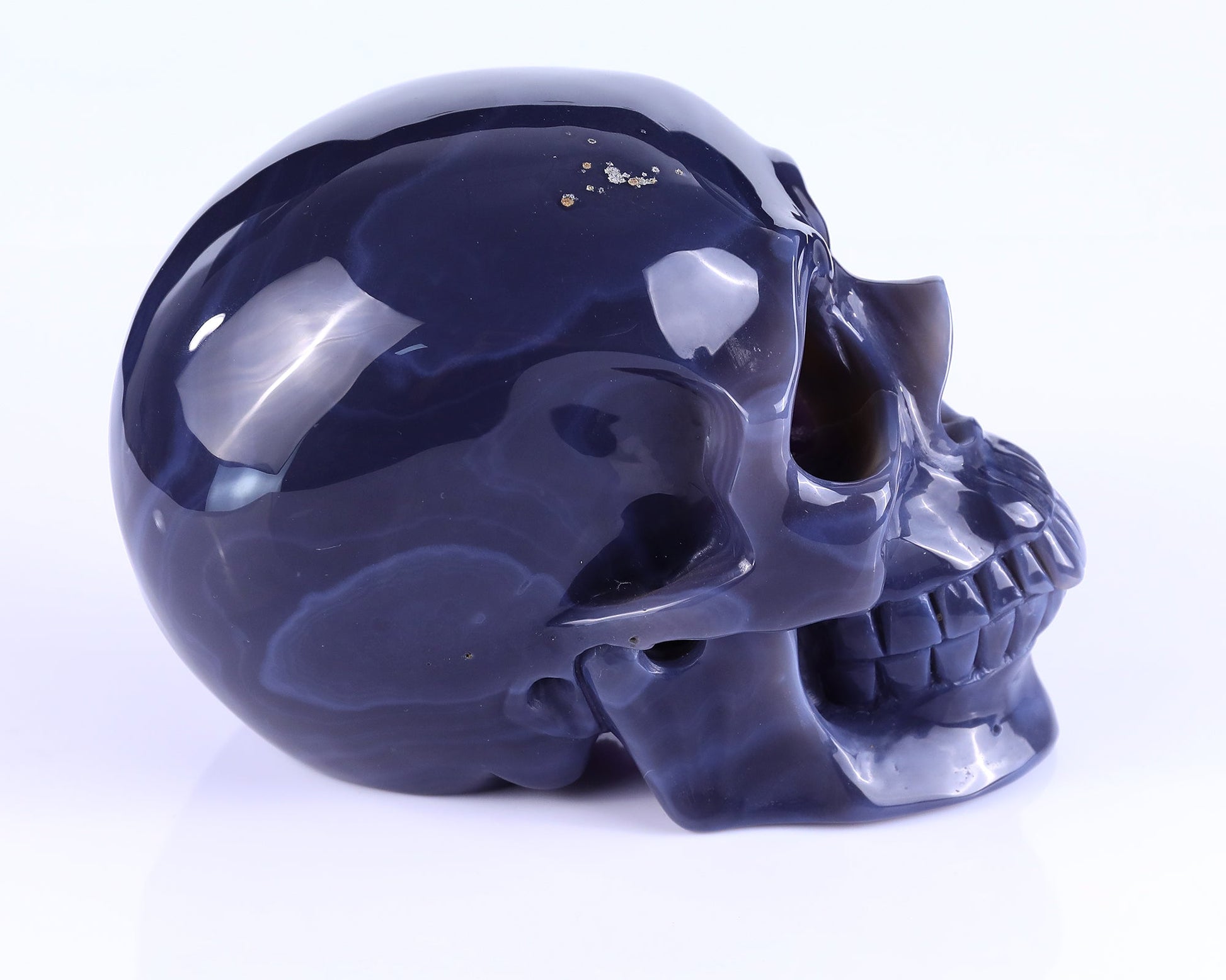 Nicedony 7.5" Amethyst Geode Agate Hand Carved Crystal Geode Skull Sculpture - View 5