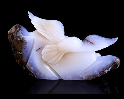 Nicedony 7.5" Blue Chalcedony Hand Carved Eagle Catch Fish Sculpture - View 4