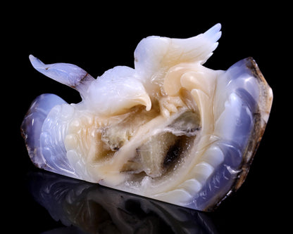 Nicedony 7.5" Blue Chalcedony Hand Carved Eagle Catch Fish Sculpture - View 5