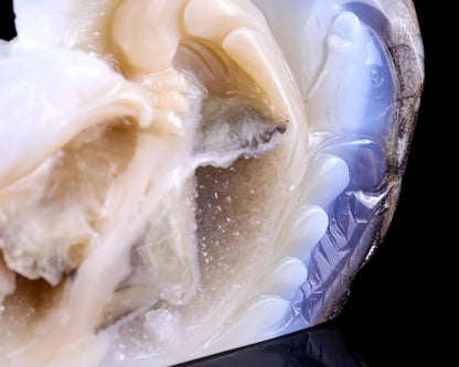 Nicedony 7.5" Blue Chalcedony Hand Carved Eagle Catch Fish Sculpture - View 6