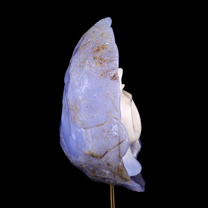 Nicedony 7.5" Blue Chalcedony Hand Carved Skull Sculpture - View 4