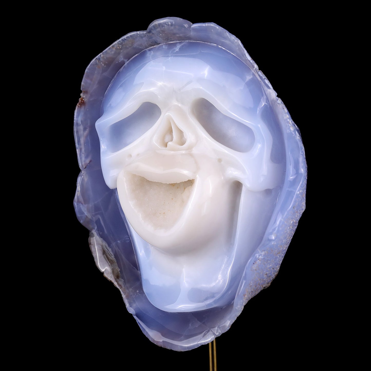 Nicedony 7.5" Blue Chalcedony Hand Carved Skull Sculpture - View 9