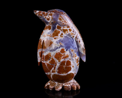 Nicedony 7.5" Chalcedony Hand Carved Crystal Penguin Sculpture