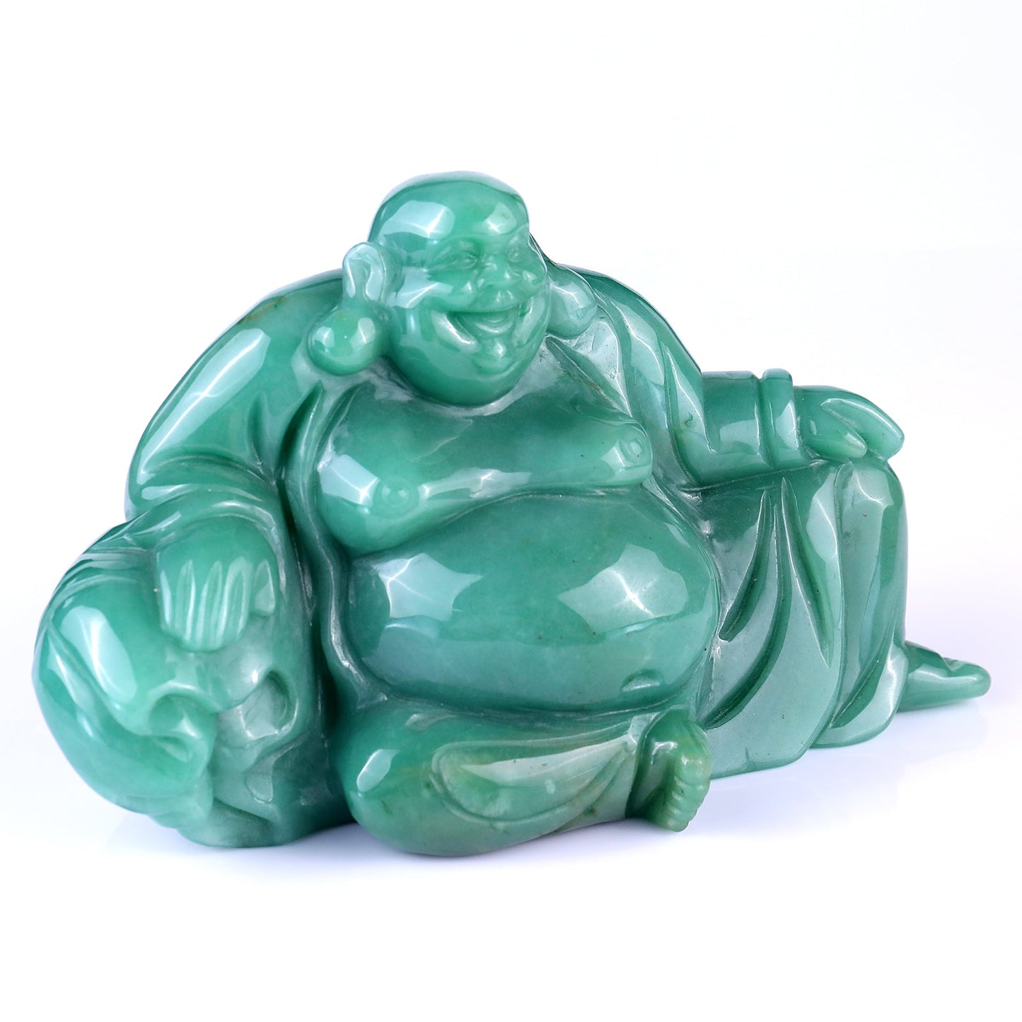 Nicedony 7.5" Green Aventurine Hand Carved Crystal Buddha Sculpture