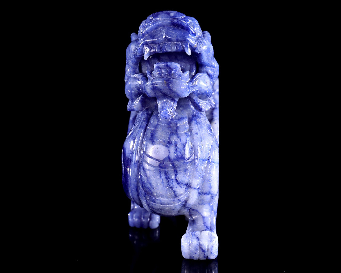 Nicedony 7.6" Blue Aventurine Hand Carved Crystal Kylin Sculpture - View 4