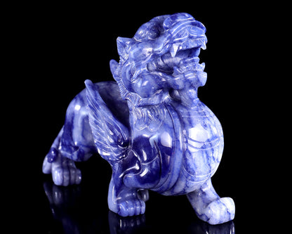 Nicedony 7.6" Blue Aventurine Hand Carved Crystal Kylin Sculpture - View 5