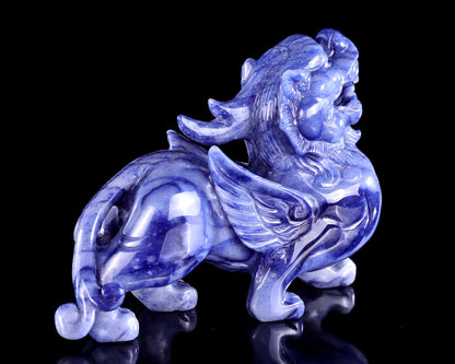 Nicedony 7.6" Blue Aventurine Hand Carved Crystal Kylin Sculpture - View 8