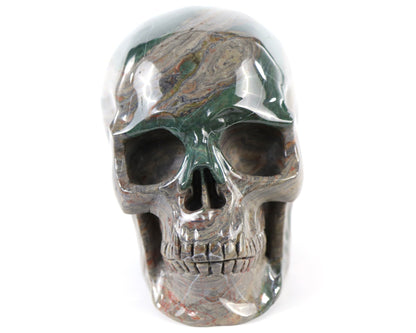 Nicedony 7.6" Colorful Threads Jasper Hand Carved Realistic Skull - View 2