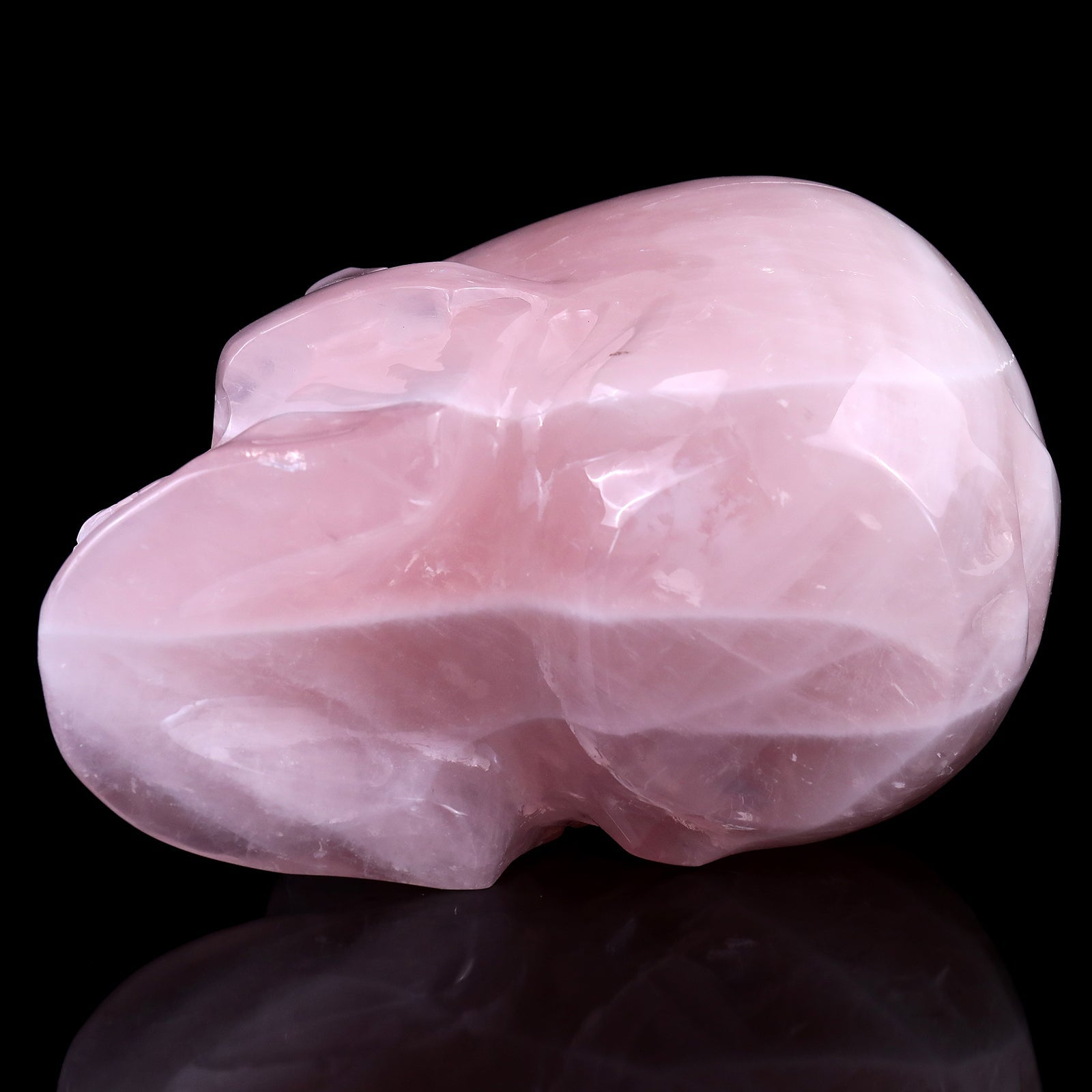 Nicedony 7.6" Rose Quartz Hand Carved Realistic Skull Sculpture - View 6