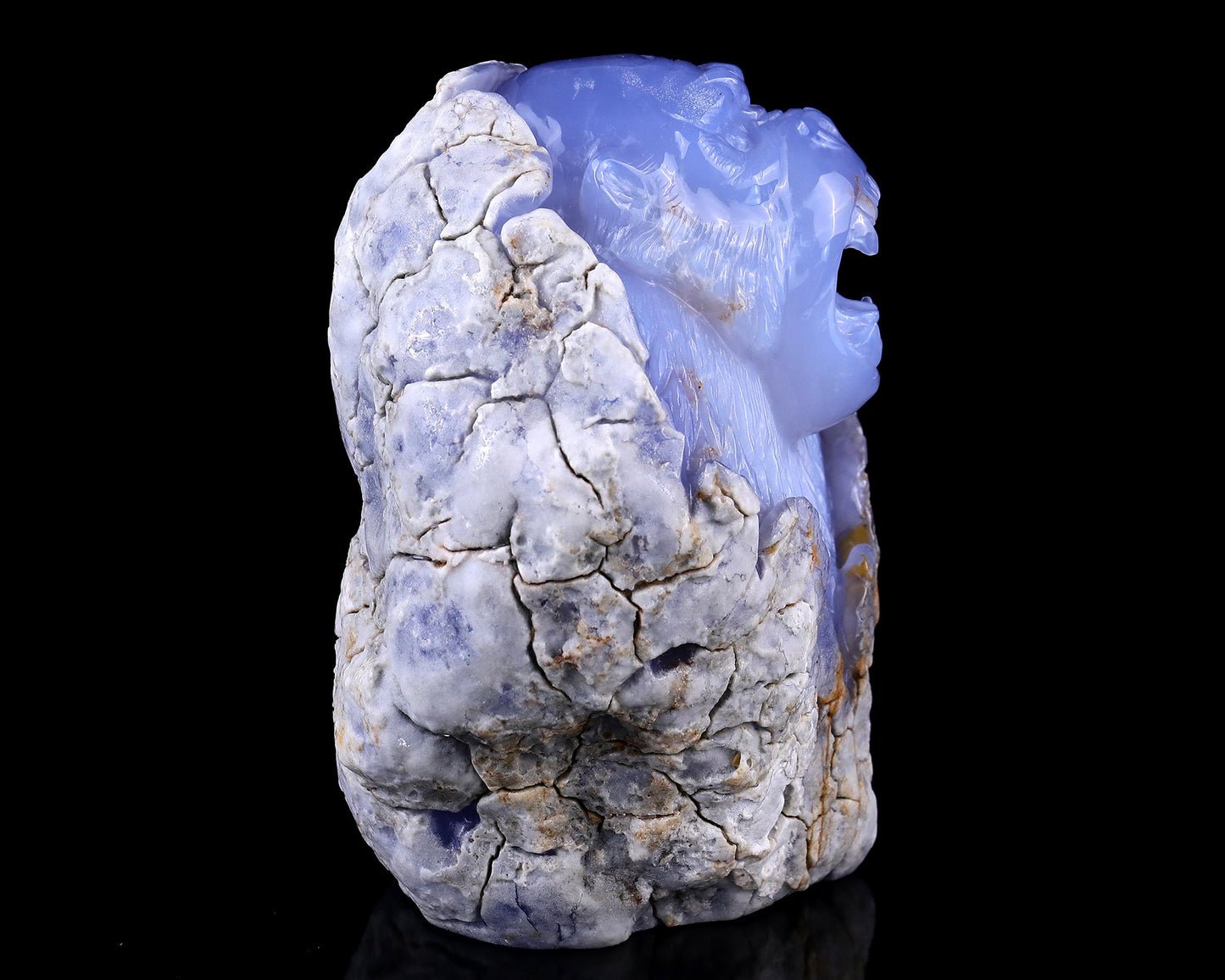Nicedony 7.7" Blue Chalcedony Hand Carved Crystal Gorilla Sculpture - View 3