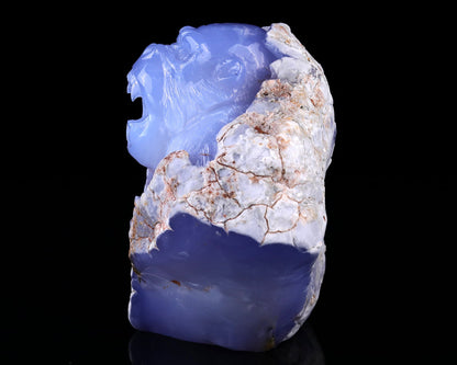 Nicedony 7.7" Blue Chalcedony Hand Carved Crystal Gorilla Sculpture - View 4
