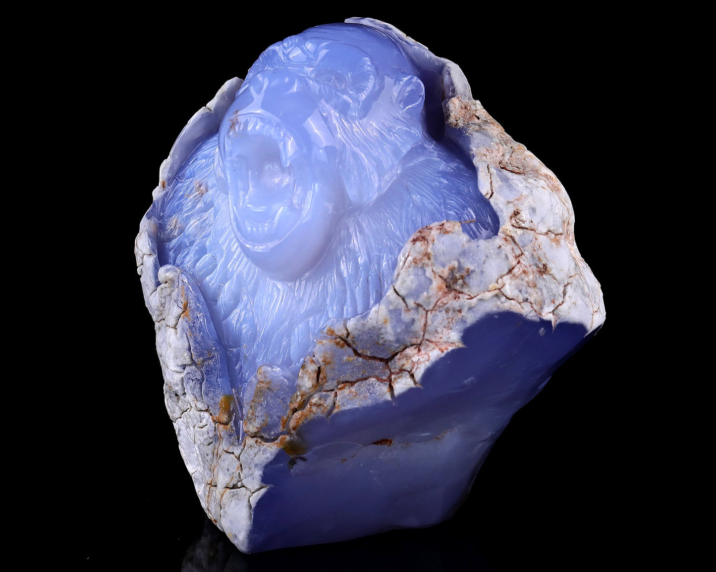 Nicedony 7.7" Blue Chalcedony Hand Carved Crystal Gorilla Sculpture - View 7