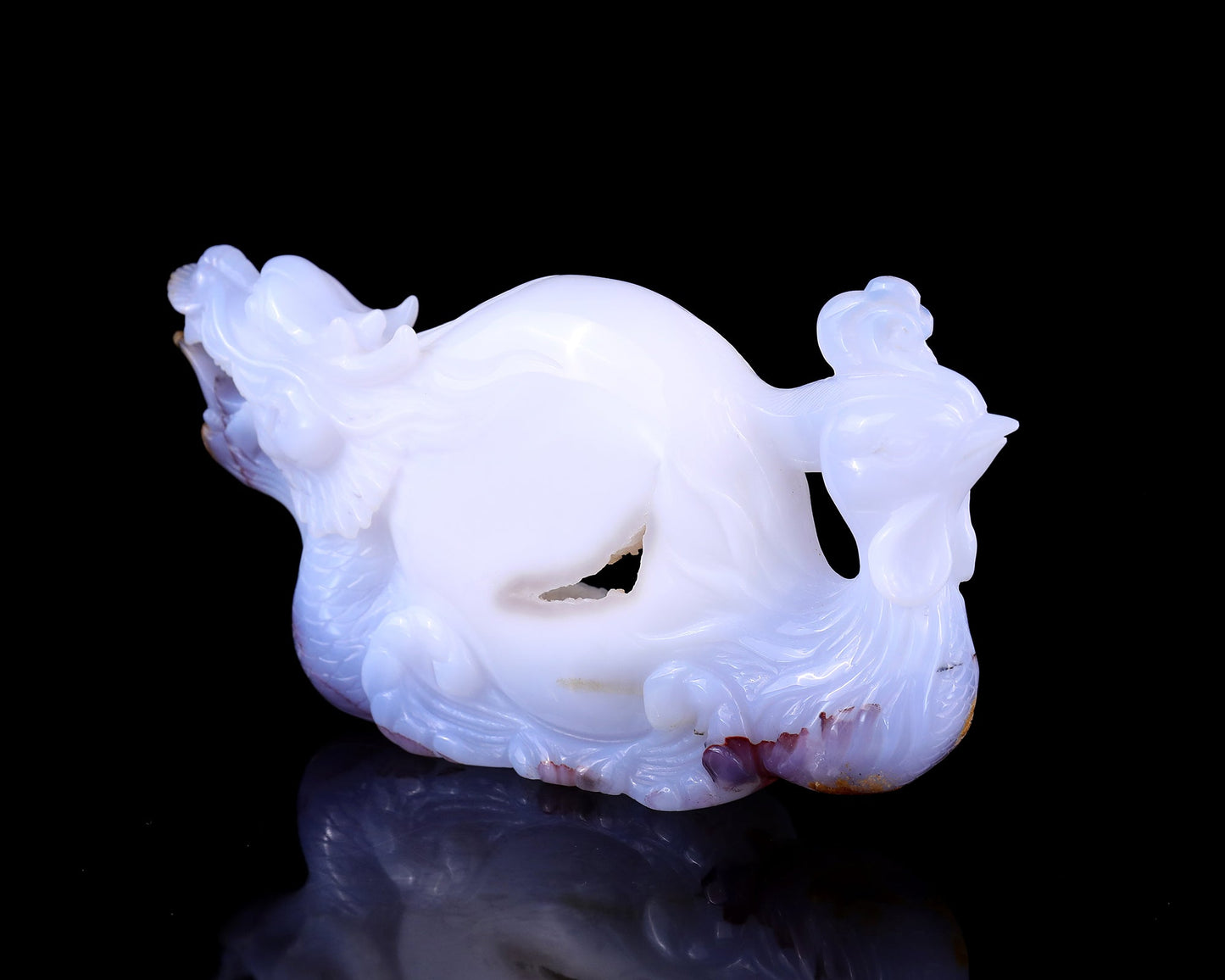 Nicedony 7.8" Amazing Blue Chalcedony Hand Carved Dragon and Phoenix - View 3