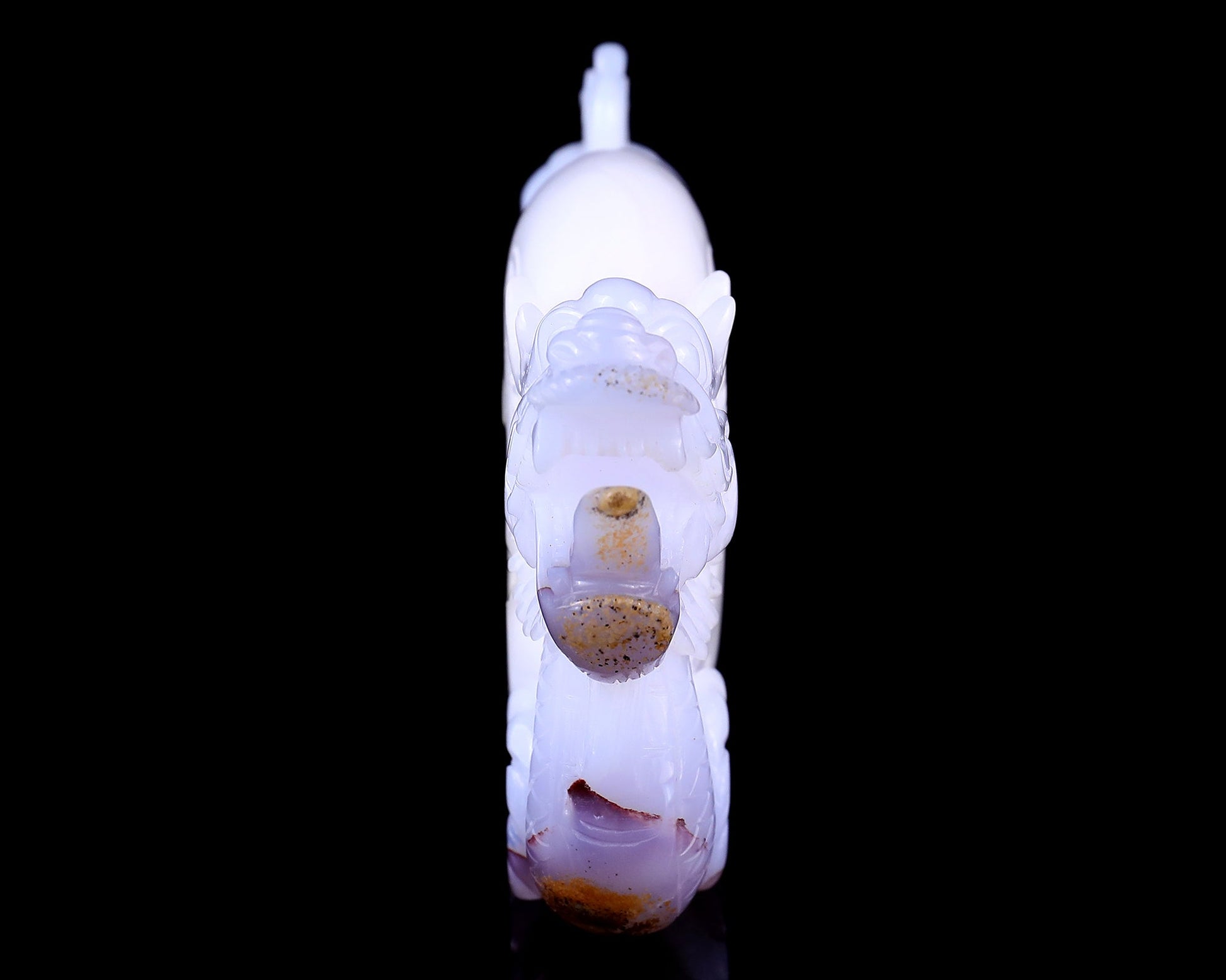 Nicedony 7.8" Amazing Blue Chalcedony Hand Carved Dragon and Phoenix - View 7