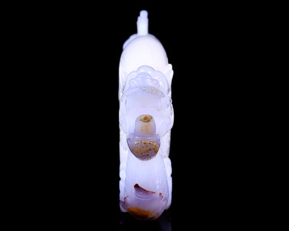 Nicedony 7.8" Amazing Blue Chalcedony Hand Carved Dragon and Phoenix - View 7