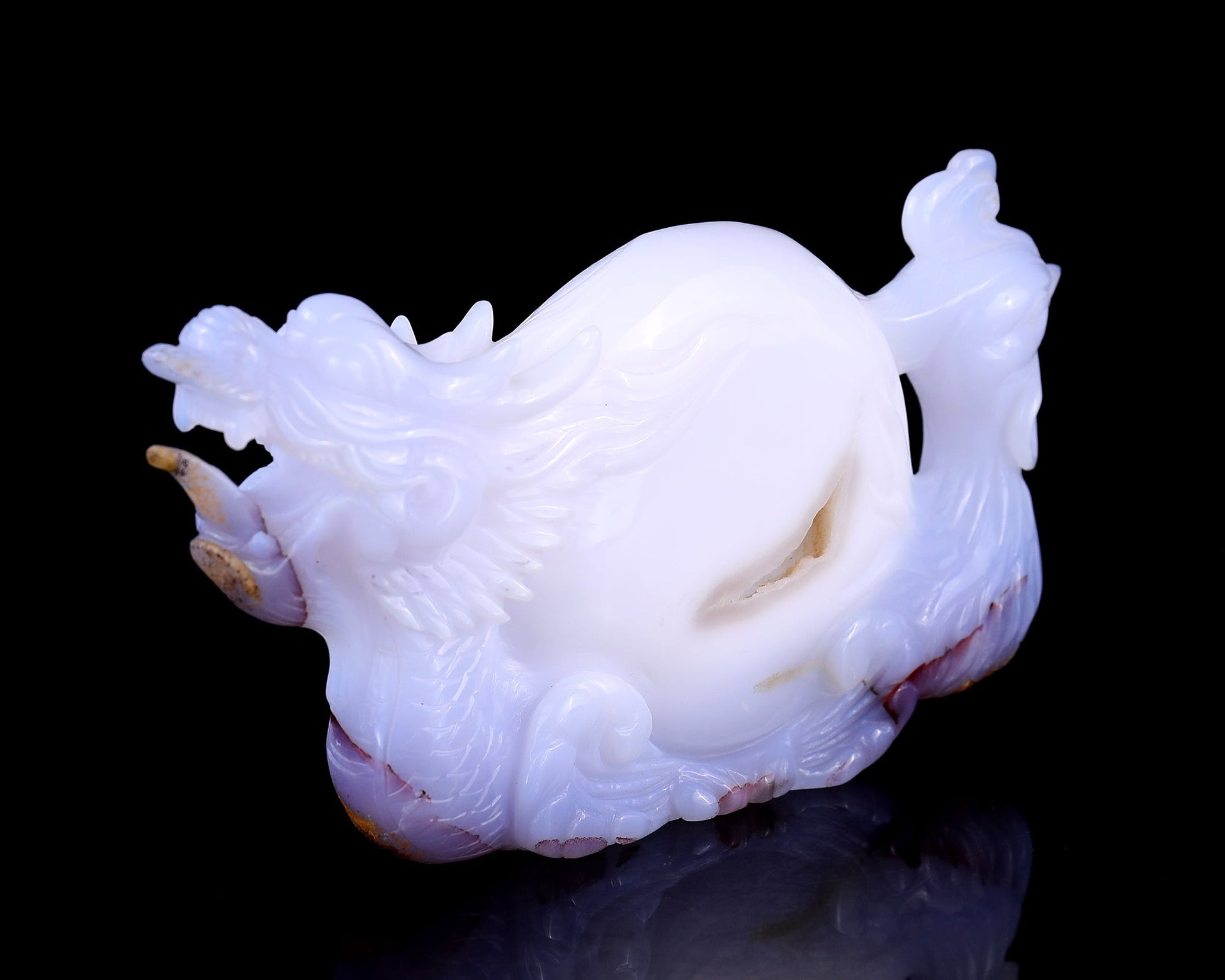 Nicedony 7.8" Amazing Blue Chalcedony Hand Carved Dragon and Phoenix - View 5