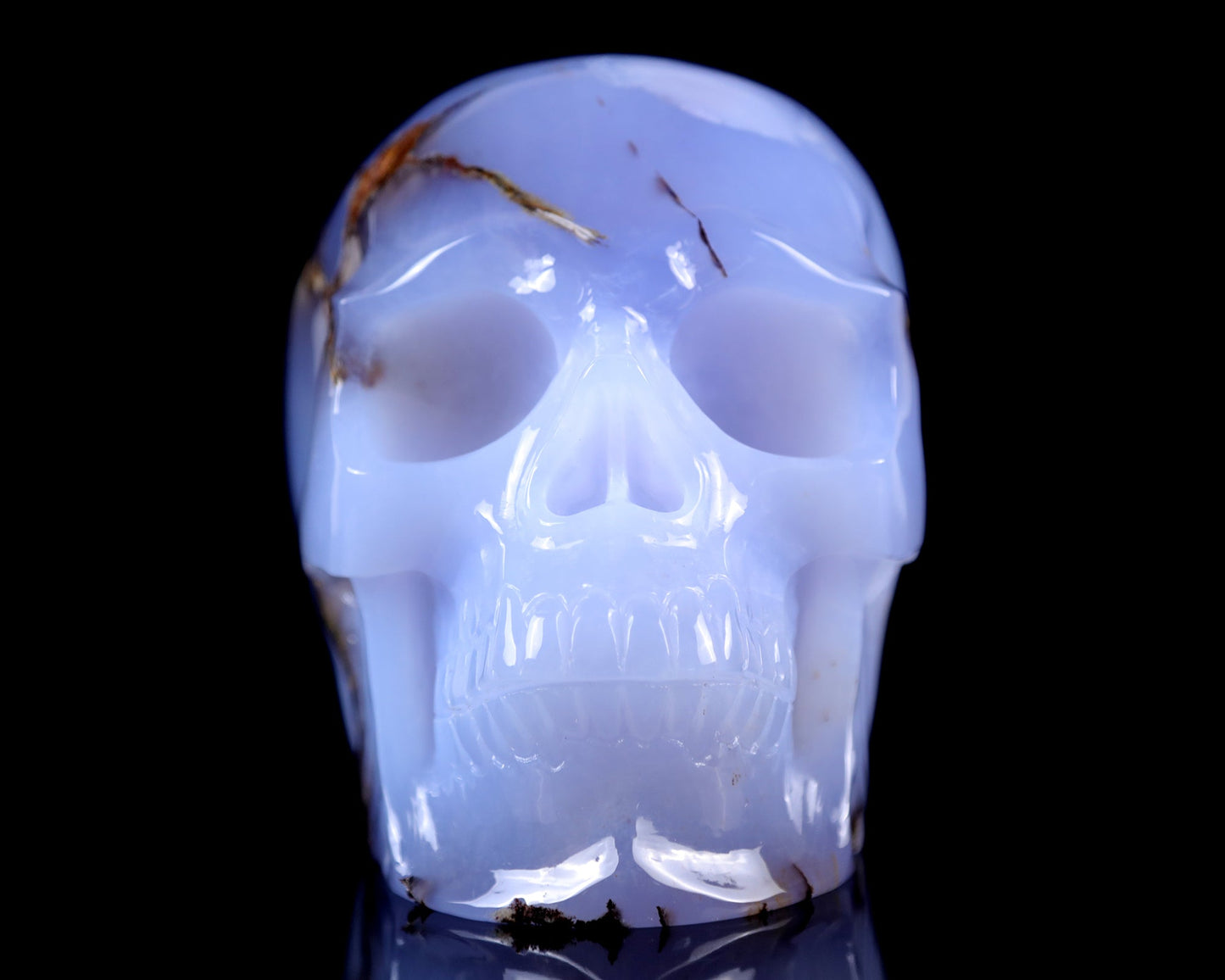 Nicedony 7.9" Blue Chalcedony Hand Carved Huge Realistic Skull - View 3