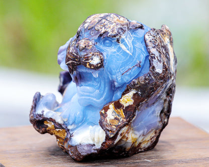 Nicedony 7.9" Blue Chalcedony Hand Carved Crystal Tiger Sculpture - View 4