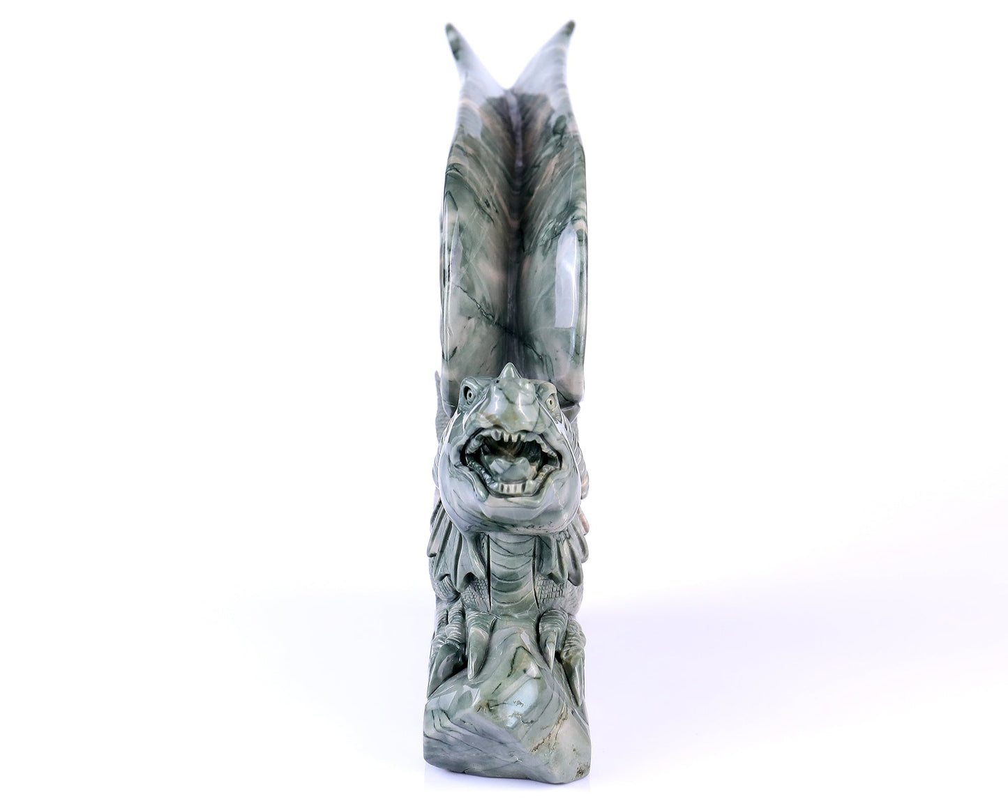 Nicedony 7.9" Jiulong Jade Hand Carved Crystal Dragon Sculpture - View 7