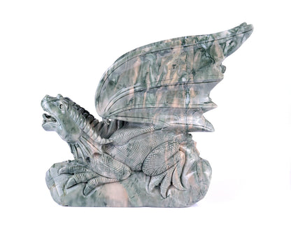 Nicedony 7.9" Jiulong Jade Hand Carved Crystal Dragon Sculpture - View 4