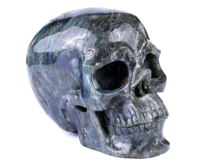 Nicedony 7.9 "Labradorite Hand Carved Realistic Skull Sculpture