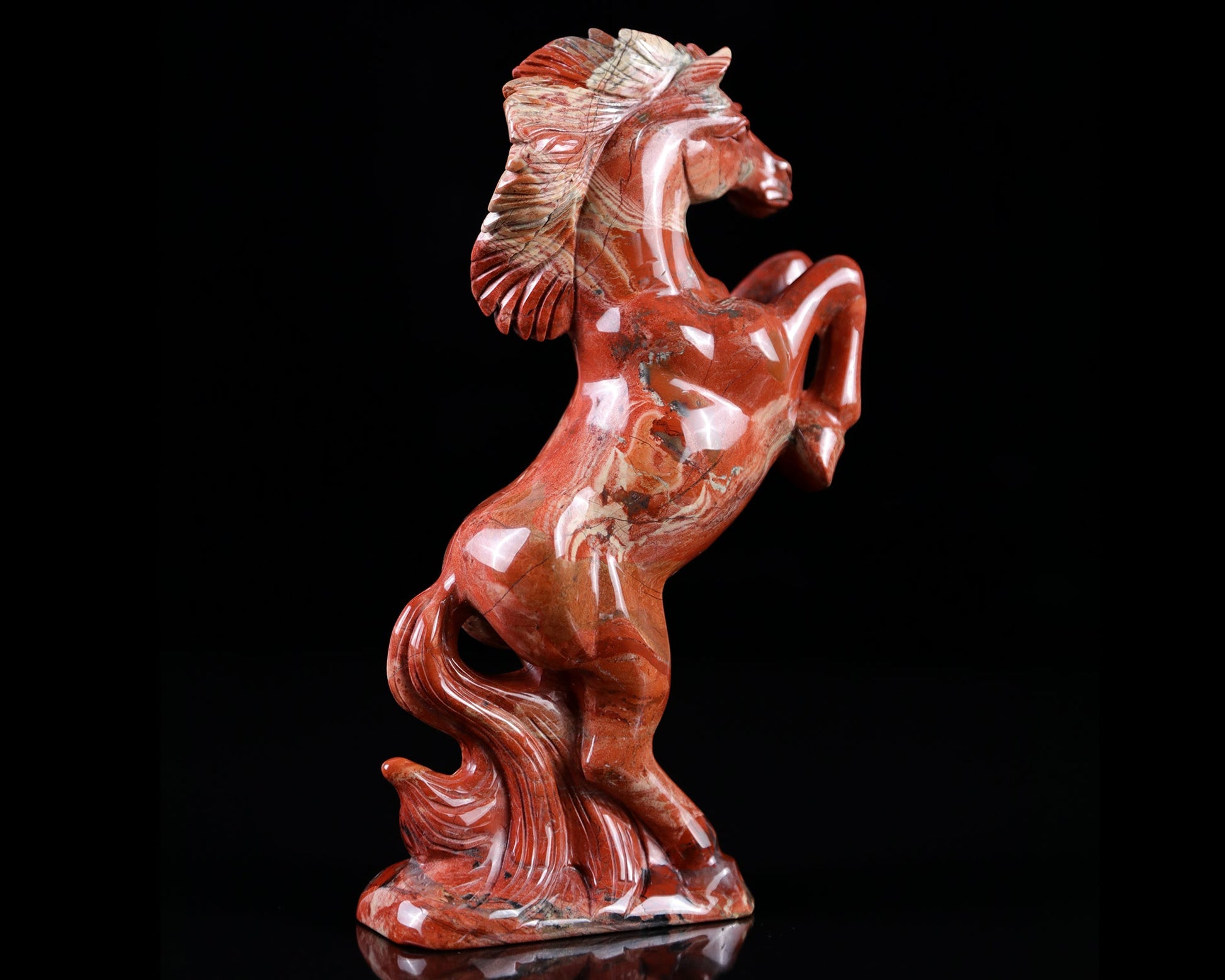Nicedony 7.9" Red Jasper Hand Carved Crystal Horse Sculpture - View 10
