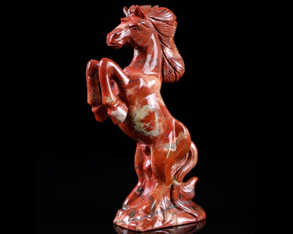 Nicedony 7.9" Red Jasper Hand Carved Crystal Horse Sculpture - #4100009