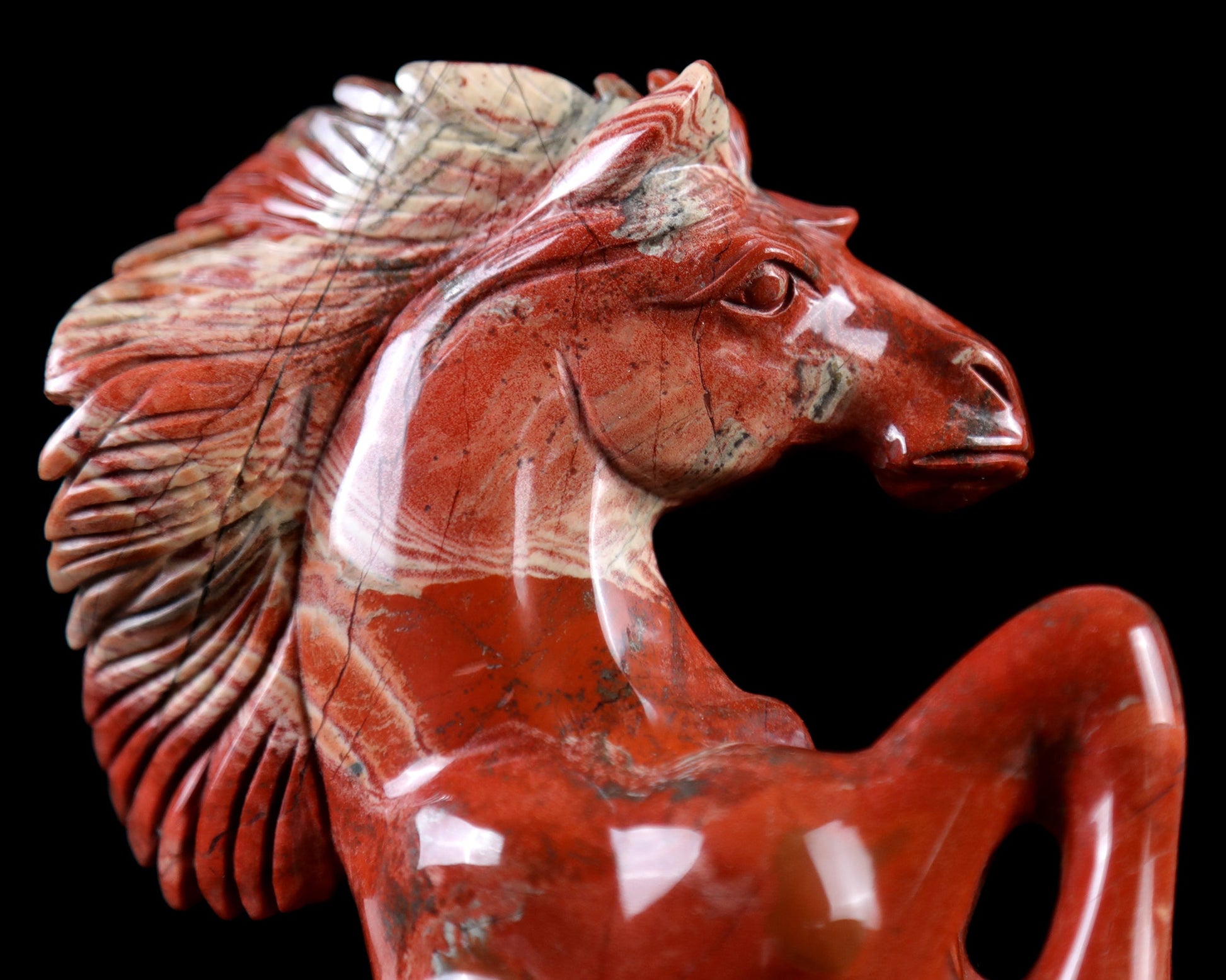 Nicedony 7.9" Red Jasper Hand Carved Crystal Horse Sculpture - #3100011