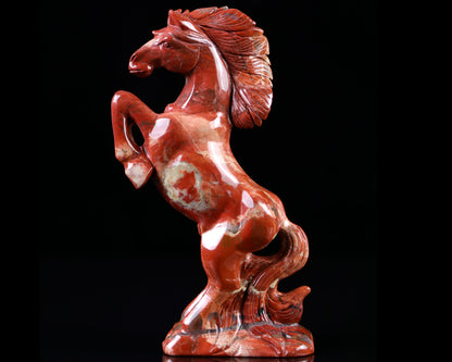 Nicedony 7.9" Red Jasper Hand Carved Crystal Horse Sculpture - #2100208