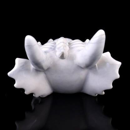 Nicedony 7.9" White Jade Hand Carved Crystal Dragon Skull Sculpture - View 5