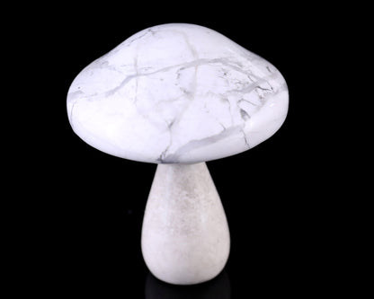 Nicedony 70mm Howlite Hand Carved Crystal Mushroom Sculpture