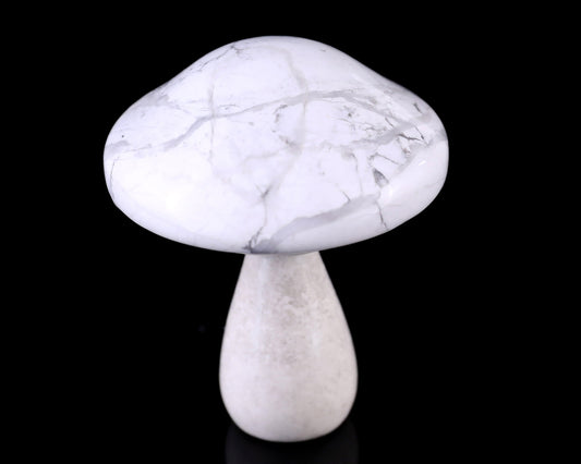 Nicedony 70mm Howlite Hand Carved Crystal Mushroom Sculpture
